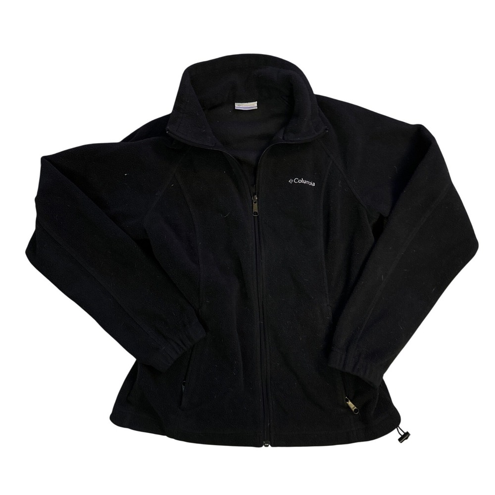 Columbia Womens Black Full Zip Fleece Jacket Mock Neck Size M
